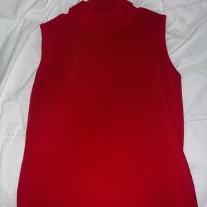 red ribbed sleeveless top